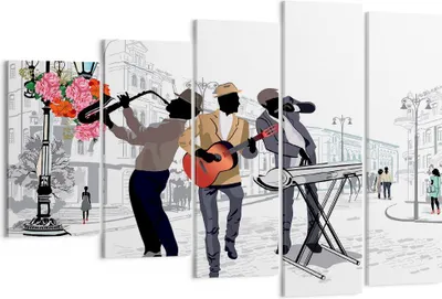 Produktbild von Bild auf Leinwand - Leinwandbild - Musik Instrumente Straße Stadt - 150x100cm - Wand Bild - Wanddeko - Leinwanddruck - Bilder - Kunstdruck - Leinwand bilder - Wandkunst - EG150x100-2933