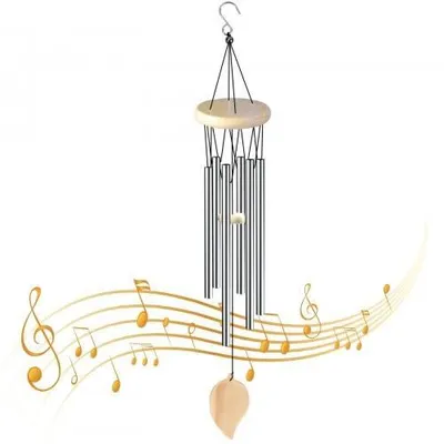 Produktbild von Windspiel mit 6 Röhren aus Aluminium, zum Aufhängen, für Garten, Terrasse und als Dekoration im Haus.
