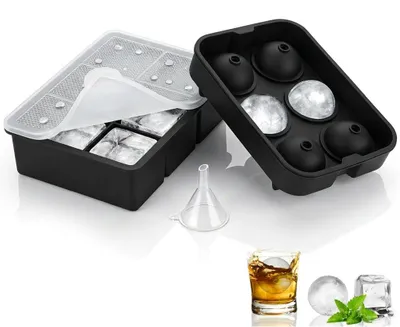 Eiswürfelform-Set 2er-Pack, Silikon, BPA-frei, mit Trichter