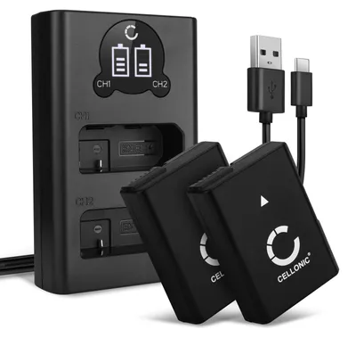 Image de CELLONIC 2x Batterie pour Appareil photo Compatible avec Nikon D3300, D3500, D5200, EN-EL14 - (1050mAh, 7.4V) + Chargeur Double