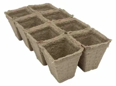 Obrázek produktu pro Pěstební tác 6 x 6 cm, 8 čtvercových květináčů na tác, kompostovatelný