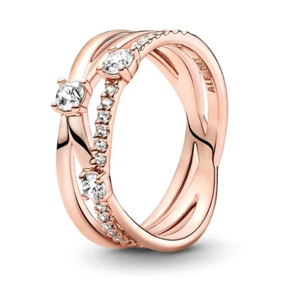 Produktbild von Pandora Dreifach-Ring 14Karat rosévergoldet, Cubic Zirkonia