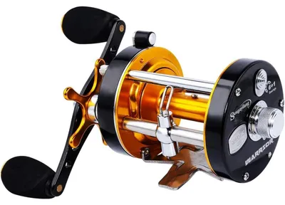 Zdjęcie produktu dla Kołowrotek spinningowy Angelrolle, wzmocniona metalowa obudowa, hamulec Star Drag, prawoskrętny, kolor złoto-czarny, model Warrior 4000