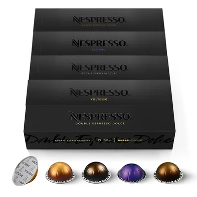 Produktbild von NESPRESSO VERTUO Espresso & Double Espresso Auswahl 50 Kaffeekapseln | Kaffee Mix für Espresso & doppelten Espresso | Mittlere und dunkle Röstung