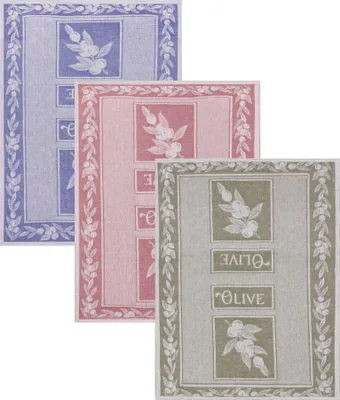 Produktbild von Betz 3 Stück Halbleinen Geschirrtücher 50x70 cm Motiv: OLIVE