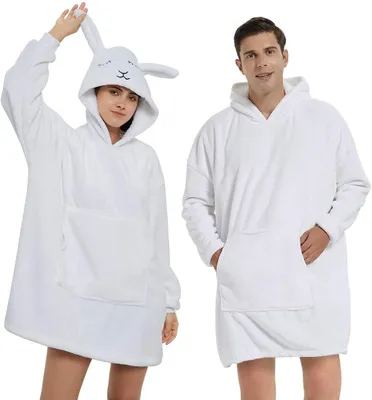 Produktbild von Kapuzenpullover (Doppellagiges Acryl-Design, Decke mit Ärmel, Cosplay Pullover, Flauschiges Pyjama, Panda) Premium-Material, Tiermotiv, Größe: L