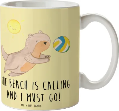 Produktbild von Mr. & Mrs. Panda Bedruckte Tasse Sommer Meer Strand - Gelb Pastell - Geschenk, Küste, Küstenurlaub, Becher, schöne, Kaffeetasse, Geschenke, Urlaub Am, Sommerferien