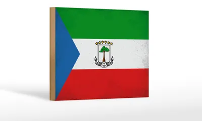 Produktbild von Holzschild Flagge Äquatorialguinea 18x12cm Flag Vintage