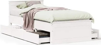 Produktbild von vidaXL Massivholzbett ohne Matratze mit Kopfteil Weiß 75x190 cm