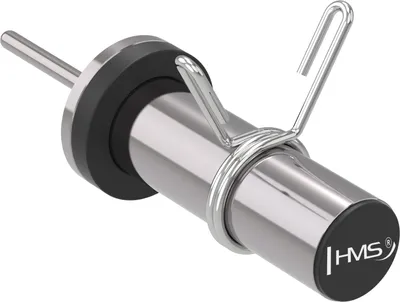 A close-up studio shot of a barbell collar and weight plate holder.