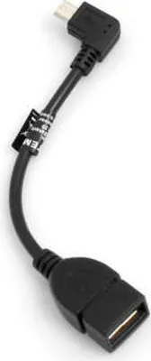 Produktbild von SYSTEM-S USB A Buchse Host Kabel zu Micro USB (male) 90° Grad links gewinkelt Winkelstecker OTG On The Go Host Kurzkabel 13,5 cm