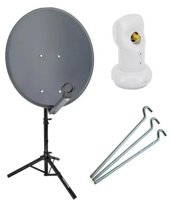 Produktbild von PremiumX Camping SAT Anlage 60cm Antenne Single LNB Dreibein Stativ