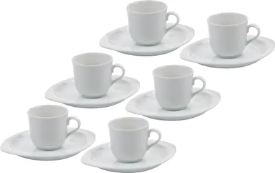Produktbild von Espressotasse Oval Porzellan weiß  - 6er Set - Mokkatassen