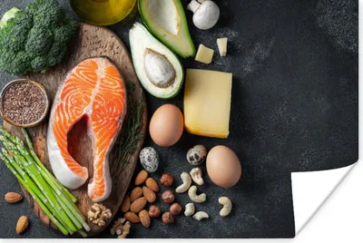 Produktbild von MuchoWow® Poster Fleisch - Eier - Obst - Käse - Kräuter 180x120 cm - Fotoplakat
