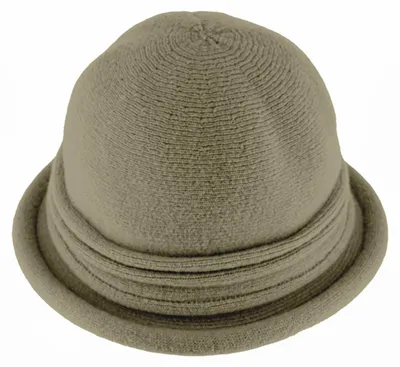 Fiebig Strickhut aus Wolle knautschbar mit Raffungsdetail in braun