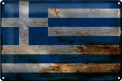 Produktbild von Blechschild Flagge Griechenland 30x20cm Flag Greece Rost