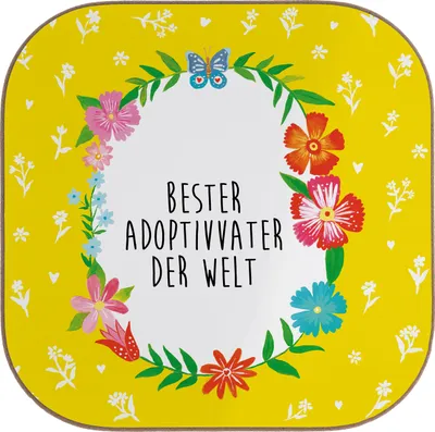 Produktbild von Mr. & Mrs. Panda Untersetzer Glas Adoptivvater - Weiß - Geschenk, Dankeschön, Eltern, gläseruntersetzer, Vati, Tassenuntersetzer, Coaster, Tischschoner, Vater, für Gläser