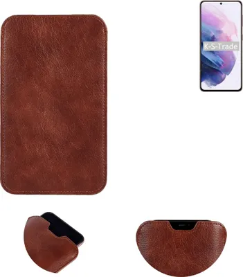 Produktbild von K-S-Trade Schutzhülle Handyhülle kompatibel mit Samsung Galaxy S21 5G Exynos Handytasche Kunstleder Sleeve in braun
