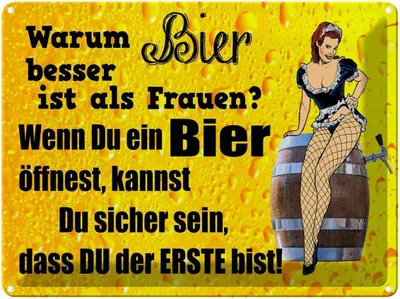 Produktbild von vianmo Blechschild 30x40 cm Pinup Warum Bier besser ist als Frauen Spruch Zitat