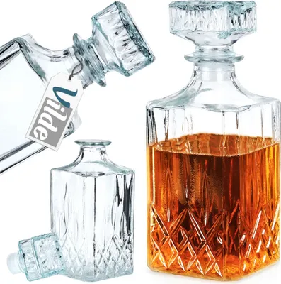 Produktbild von Vilde Glaskaraffe Glasflasche Karaffe Whiskyglas Whiskykaraffe Whiskey 900 ml