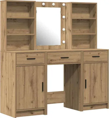 Produktbild von Schminktischset mit LED 3 pcs Artisan-Eiche Holzwerkstoff
