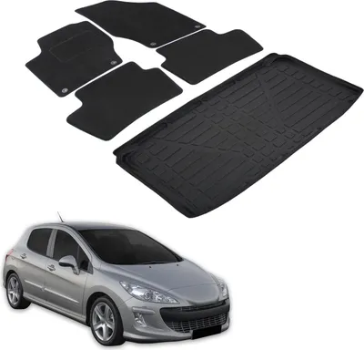 Produktbild von Kofferraumwanne Fußmatten Set Für Peugeot 308 2007-2013 Schrägheck, Genaue Passform