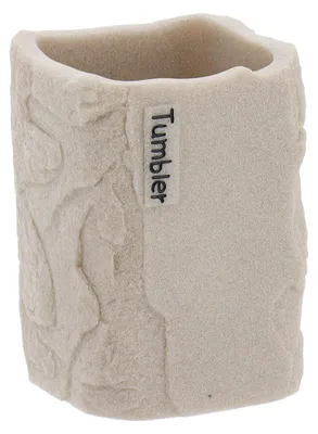 Produktbild von TENDANCE | Zahnputzbecher - Zahnbürstenhalter - beige - 300 ml - Zahnbürstenbecher - Bad Accessoires - Steinoptik