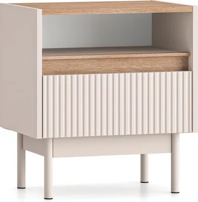 Obrázek produktu pro FURNLUX Noční stolek Dunea Dub a béžová 50 cm / Hlavní barva: béžová / Rozměry: 50 x 55 x 35 cm