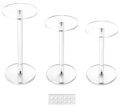 Runde Acryl-Displayständer, transparent, Set mit 3