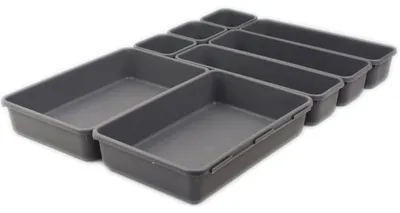 Schubladen-Organizer-Set 8-teilig, grau, 23x16x7 cm