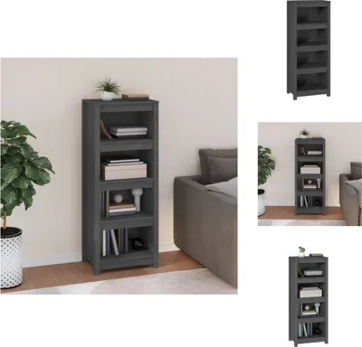 Produktbild von vidaXL Bücherregal Grau 50x35x125,5 cm Massivholz Kiefer -  Bücherregale & Bücherschränke