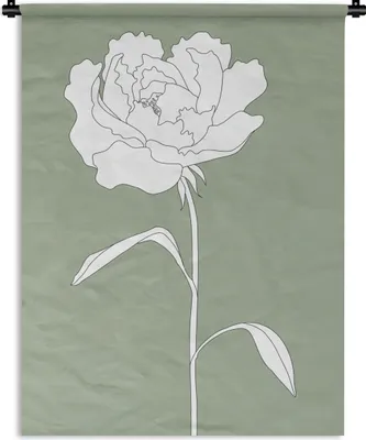Produktbild von MuchoWow® Wandteppich Wandbehang Rose - Blumen - Grün - Weiß - Pflanzen 150x200 cm Tapisserie Dekoration Wandtuch - Wandaufhängung - Moderner
