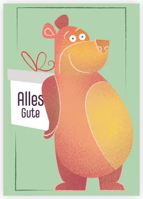 Produktbild von Lustige Happy Birthday Klappkarte mit Geschenke Bär: Alles Gute