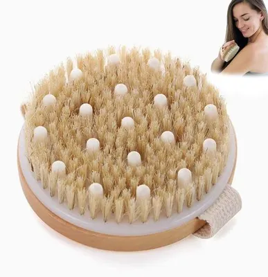 Produktbild von Unyqoos® Körperbürste mit Naturborsten & Massagekugeln – Trockenbürste für Peeling, Massage, bessere Durchblutung und Lymphdrainage, für alle Hauttypen