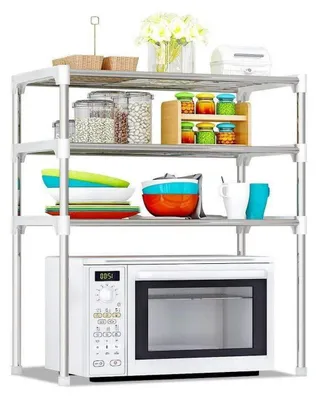 Immagine prodotto di Scaffale Salvaspazio per Microonde 60x25x65 cm 3 Ripiani Rack per Cucina