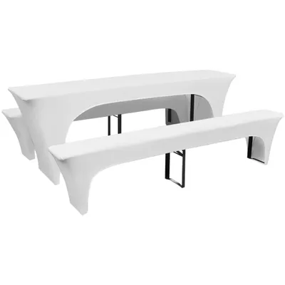 Immagine prodotto di vidaXL Set di 3 pezzi per tavolo da birra e panche bianco 220x50x80 cm