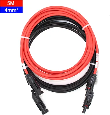 Produktbild von 1 Paar of 5 Meter Solarmodul Verlängerungskabel 4mm² Schwarz+Rot Solarstecker MC4 Solarkabel IP67 Wasserdichte 1000 V DC