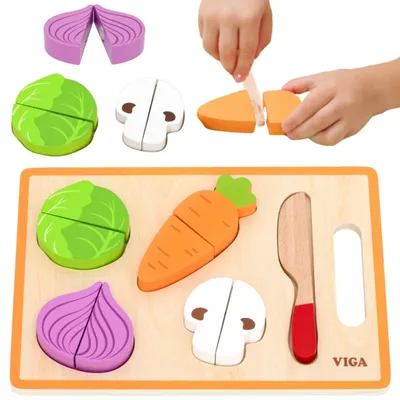 Image de VIGA - Puzzle éducatif Montessori en bois « Légumes à découper »