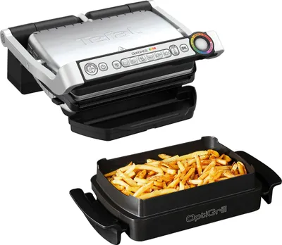 Produktbild von Tefal OptiGrill + OptiGrill+ Snacking&Baking GC714D, Edelstahl, Rechteckig, 600 cm², Aluminium, Thermoplast, Fertig, Temperatur