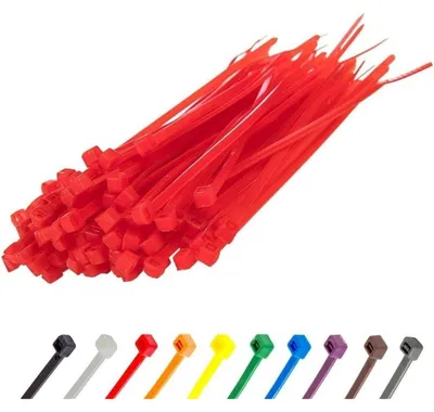 Immagine prodotto di Fascette stringicavo colorate, 100 mm x 2,5 mm, in nylon, 100 pezzi, colore rosso