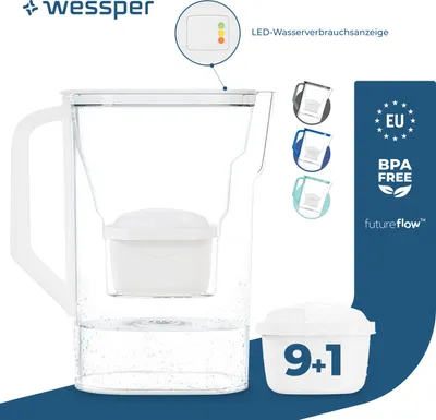 Obrázok produktu pre Filtračná kanvica Wessper s objemom 2,7 l kompatibilná s Brita Maxtra pre dvere chladničky s manuálnym indikátorom opotrebovania filtra | Súprava obsahuje filtračnú kanvicu na vodu pre dvere chladničky s manuálnym indikátorom opotrebovania filtra