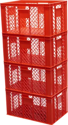 Produktbild von 4 Stück Bäckerkisten / Brotkisten 600 x 400 x 320 mm  Farbe: rot