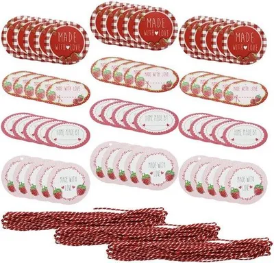 Produktbild von Set aus 60 Geschenketiketten – Dekorative Reißverschlussetiketten für Geschenke, Flaschen und Gläser – Hängeetiketten für Etikettierung und Dekoration