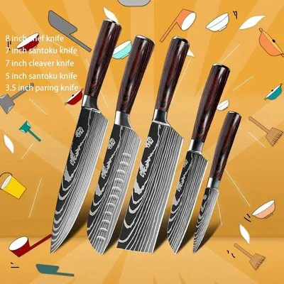 Produktbild von Famanu Küchenmesser - Japanisches Chefmesser aus 7CR17 440C Edelstahl - 15 cm