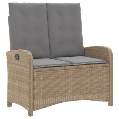 Produktbild von vidaXL Gartenbank Verstellbar mit Kissen Beige Poly Rattan
