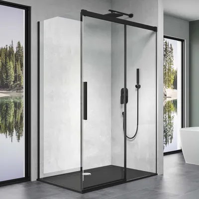 Produktbild von doporro Duschkabine Schwarz 75x140x195cm Eckdusche Rechts-oder Linkseinstieg ESG-Sicherheitsglas Klarglas Soft-Close inkl. Nano-Beschichtung Rav12K