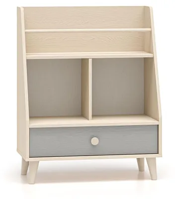 Produktbild von Bücherregal Regal Mevel 72x36x90cm Farbe wählbar mit SchubladeWüstensand / Palladiumgrau