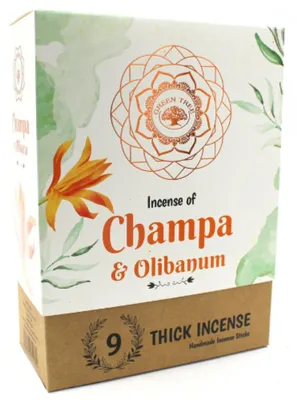 Produktbild von Green Tree Champa & Olibanum Botanical Räucherstäbchen, 9 dicke Stäbchen