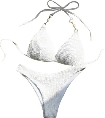 Produktbild von Damen-Badeanzug Zweiteilig Badeanzug Kostüm Push-up Bikini Weiß XL