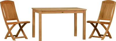 Produktbild von Teakmöbel Set aus 2 Klappstühlen und 1 Tisch 120 x 80 cm Set aus Teakholz Gartenmöbeln mit Stühlen zum Klappen